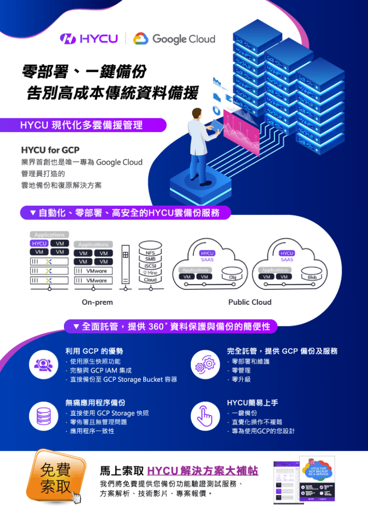 HYCU_零部署、一鍵備份 告別高成本傳統資料備援