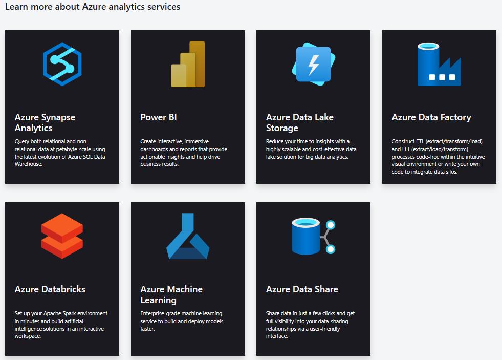 learn more about Azure aanlytics services