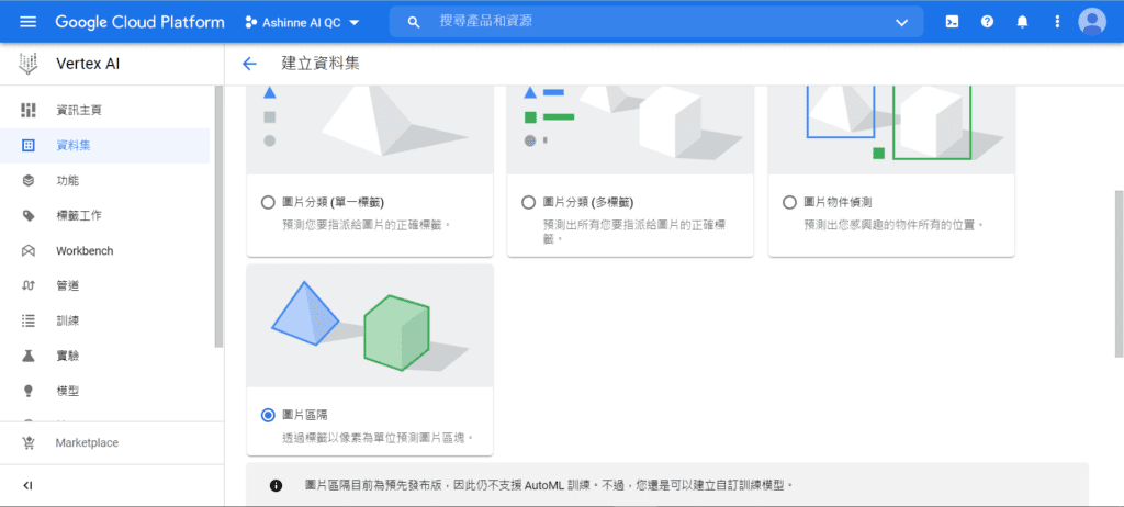 Google Cloud Vertex AI - 建立資料集種類並匯入圖片