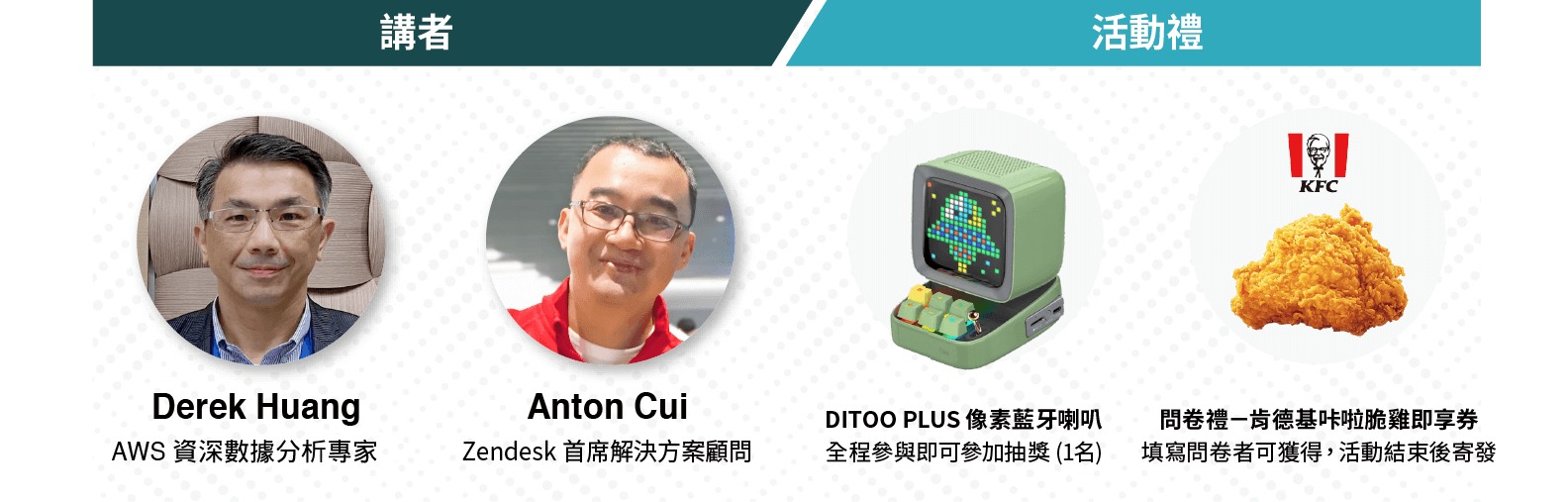 羽昇國際 X Zendesk X AWS 研討會 | AI 驅動電子商務新未來 | 講者 (AWS WWSO 高級分析專家 : Derek Huang、Zendesk 首席解決方案顧問: Anton Cui) 《Zendesk x AWS 研討會 | AI 驅動電子商務新未來》