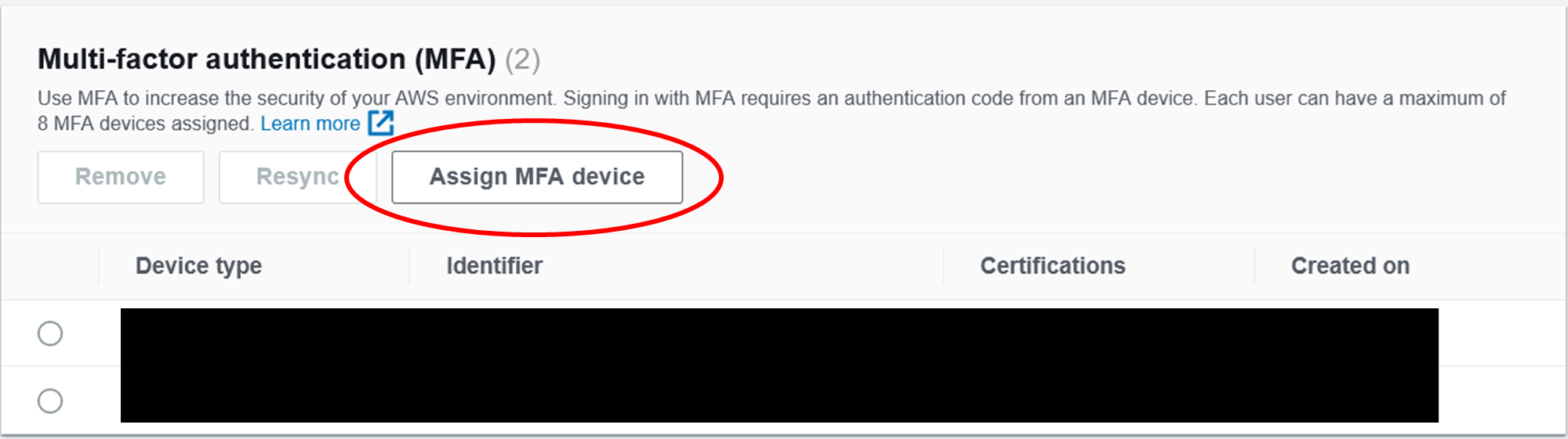 在MFA區塊點選Assign MFA device | 羽昇國際部落格  - 加強AWS安全性的重要一環：多因素身份驗證（MFA）